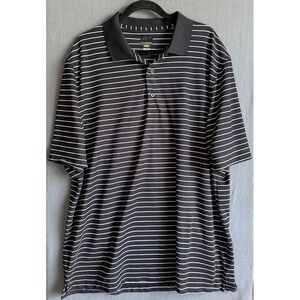 Greg Norman Polo Shirt Men XXL Black Striped PlayDry Golf Preppy Casual